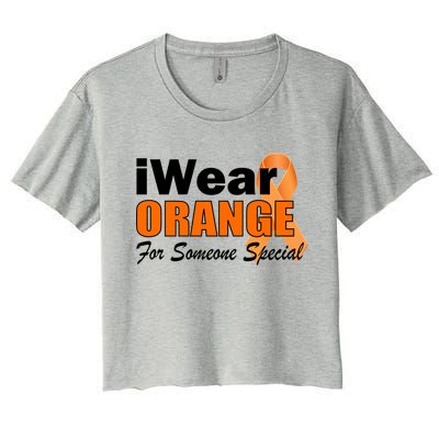 I Wear Orange For Someone I Love Leukemia Women's Crop Top Tee