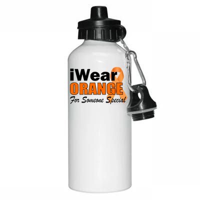 I Wear Orange For Someone I Love Leukemia Aluminum Water Bottle