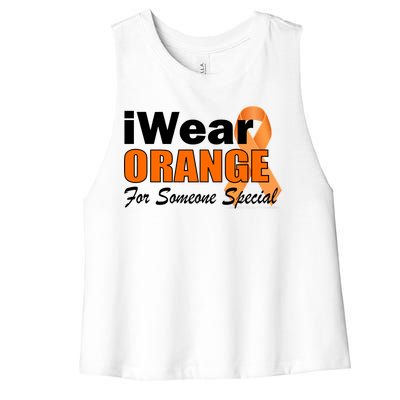 I Wear Orange For Someone I Love Leukemia Women's Racerback Cropped Tank