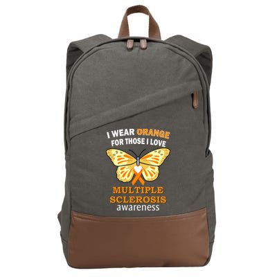 I Wear Orange For Those I Love MS Multiple Sclerosis Cotton Canvas Backpack