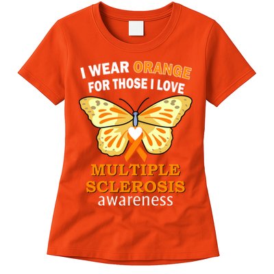 I Wear Orange For Those I Love MS Multiple Sclerosis Womens T-Shirt