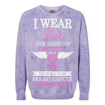 I Wear Pink Angel Breast Cancer Awareness Colorblast Crewneck Sweatshirt