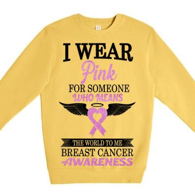 I Wear Pink Angel Breast Cancer Awareness Premium Crewneck Sweatshirt