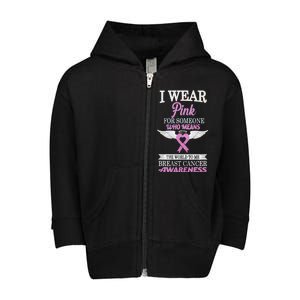 I Wear Pink Angel Breast Cancer Awareness Toddler Zip Fleece Hoodie