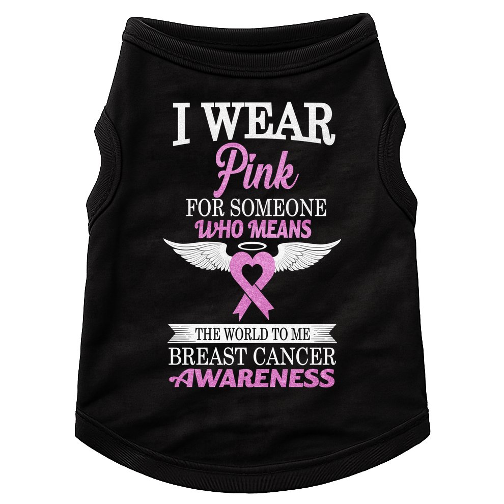 I Wear Pink Angel Breast Cancer Awareness Doggie Tank