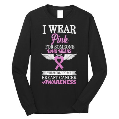 I Wear Pink Angel Breast Cancer Awareness Long Sleeve Shirt