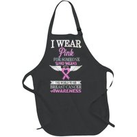 I Wear Pink Angel Breast Cancer Awareness Full-Length Apron With Pockets