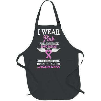 I Wear Pink Angel Breast Cancer Awareness Full-Length Apron With Pockets