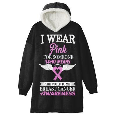 I Wear Pink Angel Breast Cancer Awareness Hooded Wearable Blanket