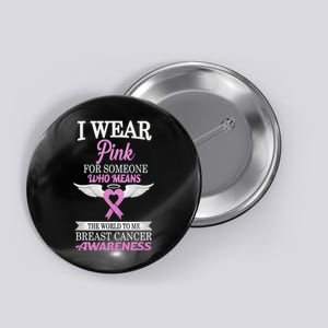 I Wear Pink Angel Breast Cancer Awareness Button