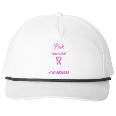 I Wear Pink Angel Breast Cancer Awareness Snapback Five-Panel Rope Hat