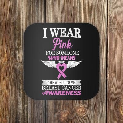 I Wear Pink Angel Breast Cancer Awareness Coaster