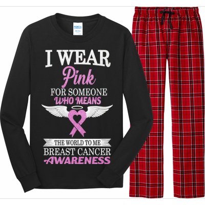 I Wear Pink Angel Breast Cancer Awareness Long Sleeve Pajama Set