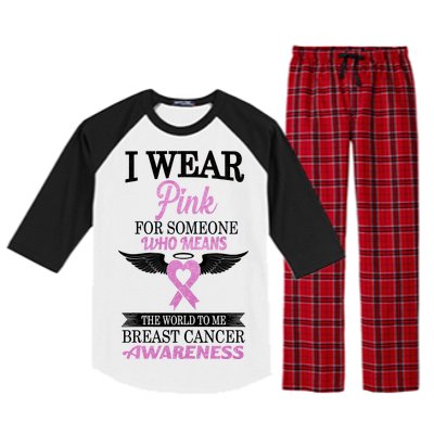 I Wear Pink Angel Breast Cancer Awareness Raglan Sleeve Pajama Set