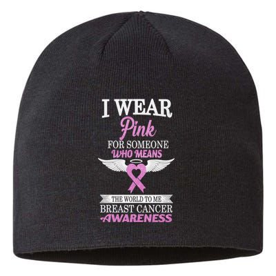 I Wear Pink Angel Breast Cancer Awareness Sustainable Beanie