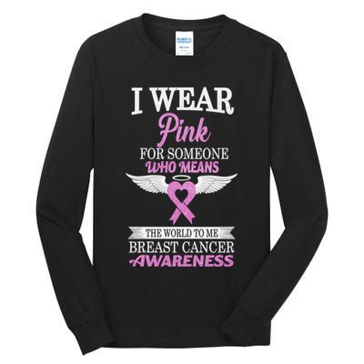 I Wear Pink Angel Breast Cancer Awareness Tall Long Sleeve T-Shirt