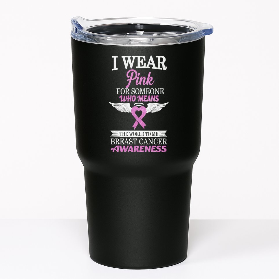 I Wear Pink Angel Breast Cancer Awareness Tumbler