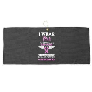 I Wear Pink Angel Breast Cancer Awareness Large Microfiber Waffle Golf Towel