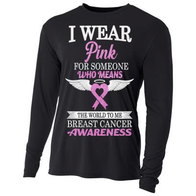 I Wear Pink Angel Breast Cancer Awareness Cooling Performance Long Sleeve Crew