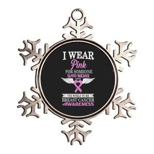 I Wear Pink Angel Breast Cancer Awareness Metallic Star Ornament