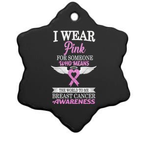 I Wear Pink Angel Breast Cancer Awareness Ceramic Star Ornament