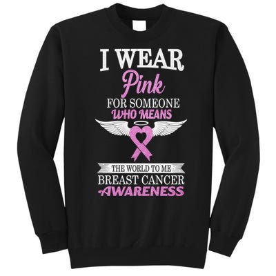 I Wear Pink Angel Breast Cancer Awareness Tall Sweatshirt