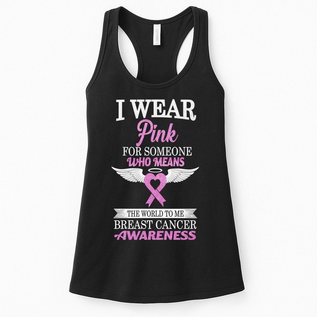 I Wear Pink Angel Breast Cancer Awareness Womens Tank Top