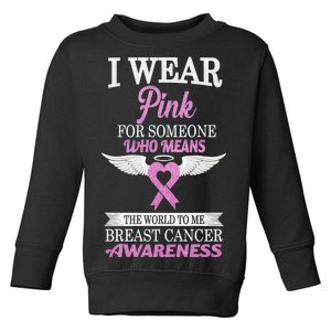 I Wear Pink Angel Breast Cancer Awareness Toddler Sweatshirt