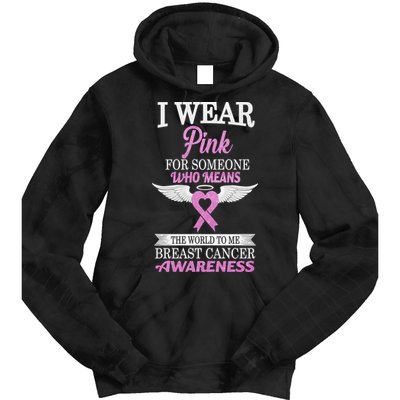 I Wear Pink Angel Breast Cancer Awareness Tie Dye Hoodie