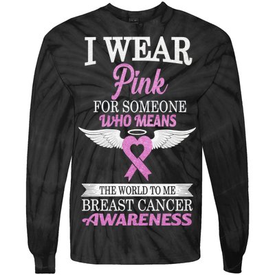 I Wear Pink Angel Breast Cancer Awareness Tie-Dye Long Sleeve Shirt