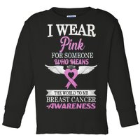 I Wear Pink Angel Breast Cancer Awareness Toddler Long Sleeve Shirt