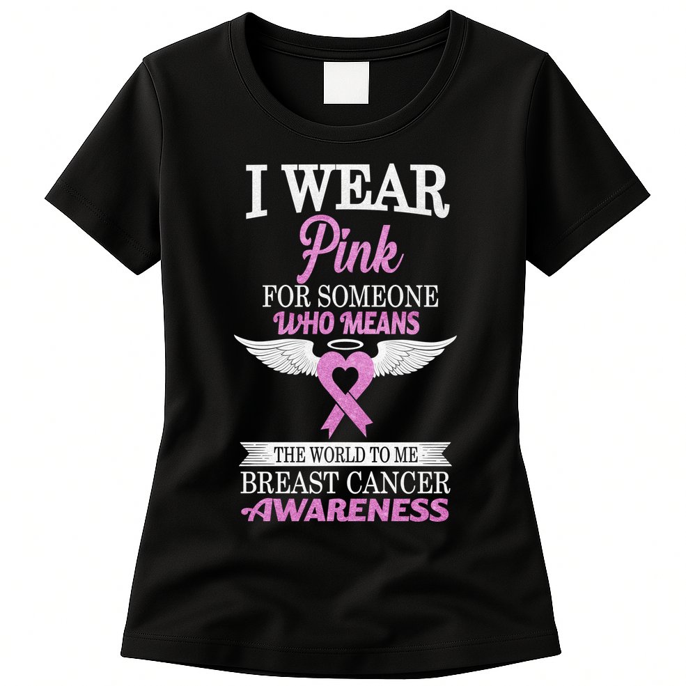 I Wear Pink Angel Breast Cancer Awareness Womens T-Shirt