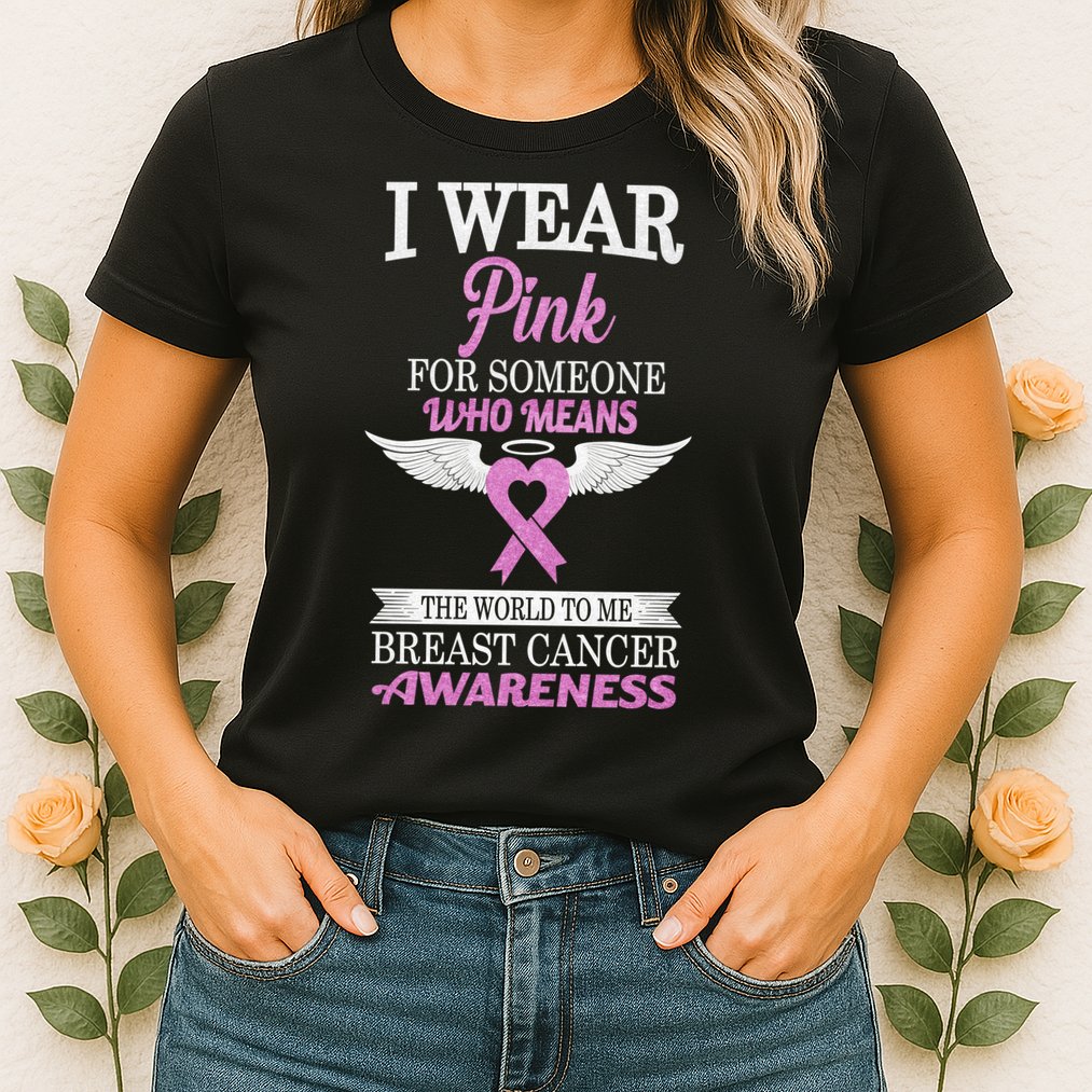 I Wear Pink Angel Breast Cancer Awareness Womens T-Shirt