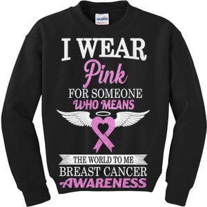 I Wear Pink Angel Breast Cancer Awareness Kids Sweatshirt