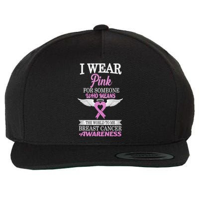 I Wear Pink Angel Breast Cancer Awareness Wool Snapback Cap