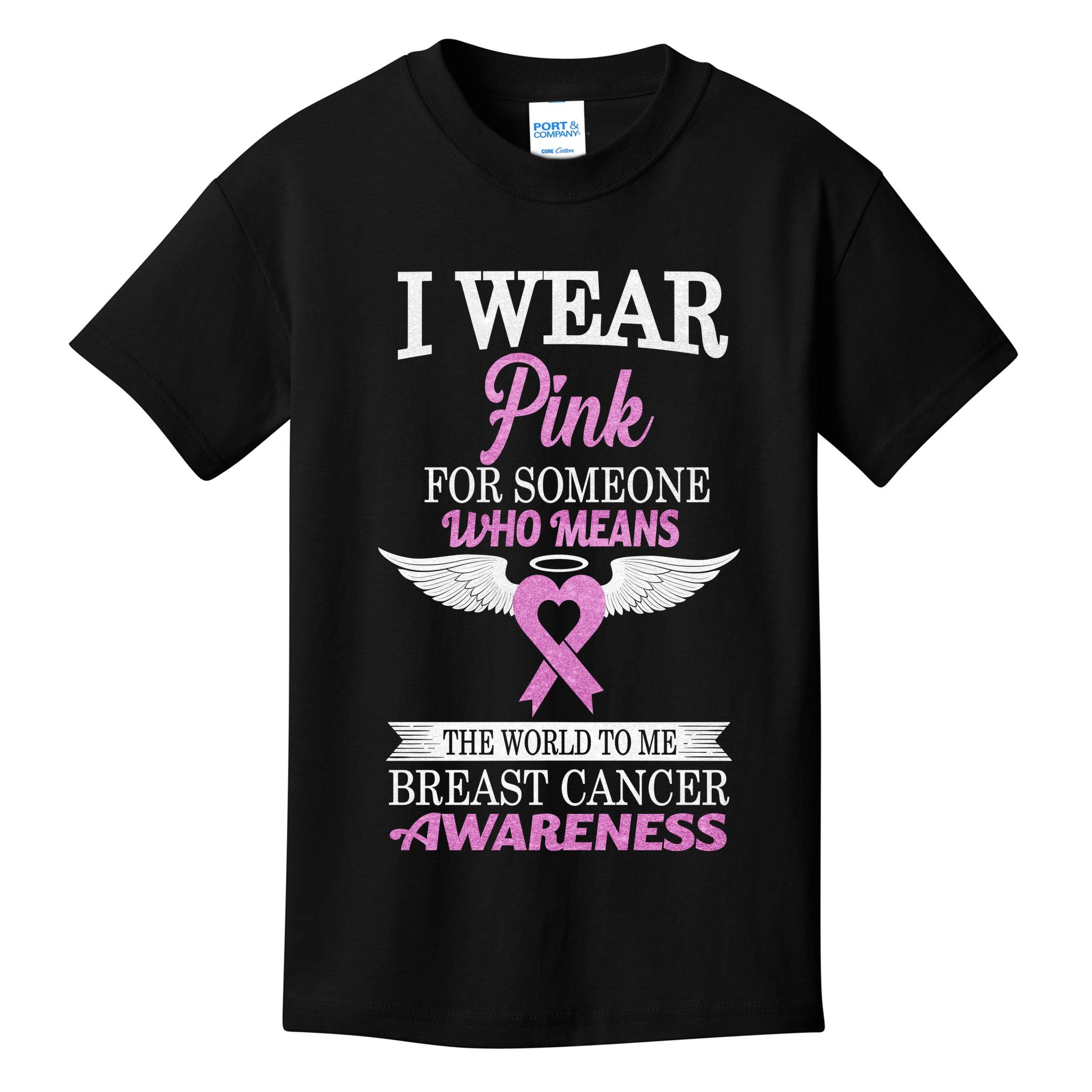 I Wear Pink Angel Breast Cancer Awareness Kids T-Shirt