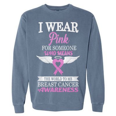 I Wear Pink Angel Breast Cancer Awareness Garment-Dyed Sweatshirt