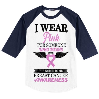 I Wear Pink Angel Breast Cancer Awareness Baseball Sleeve Shirt