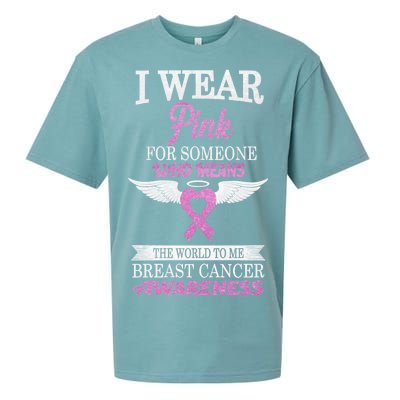 I Wear Pink Angel Breast Cancer Awareness Sueded Cloud Jersey T-Shirt