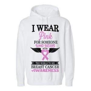 I Wear Pink Angel Breast Cancer Awareness Garment-Dyed Fleece Hoodie