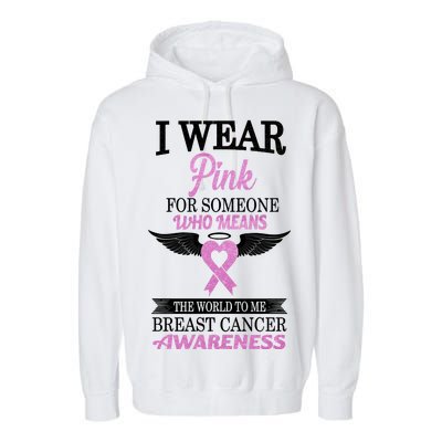 I Wear Pink Angel Breast Cancer Awareness Garment-Dyed Fleece Hoodie