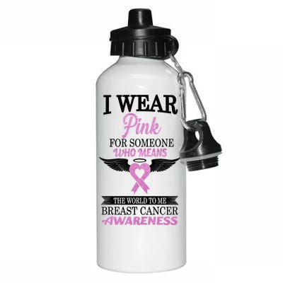 I Wear Pink Angel Breast Cancer Awareness Aluminum Water Bottle