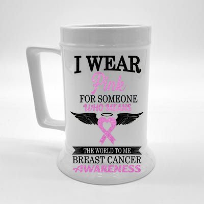 I Wear Pink Angel Breast Cancer Awareness Beer Stein