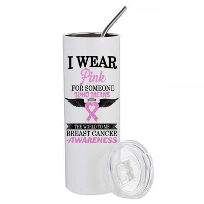 I Wear Pink Angel Breast Cancer Awareness Stainless Steel Tumbler