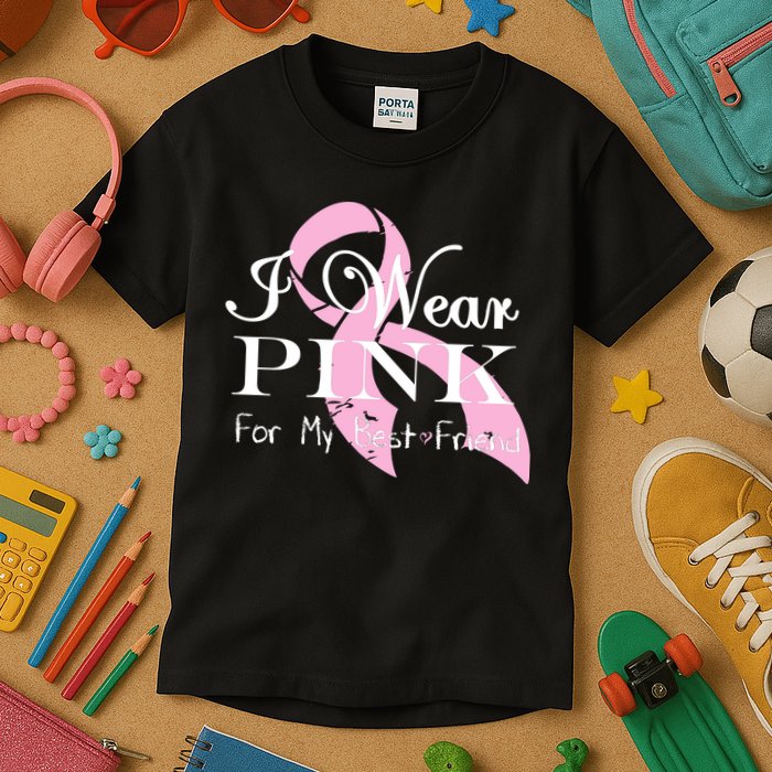 I Wear Pink For My Best Friend Kids T-Shirt