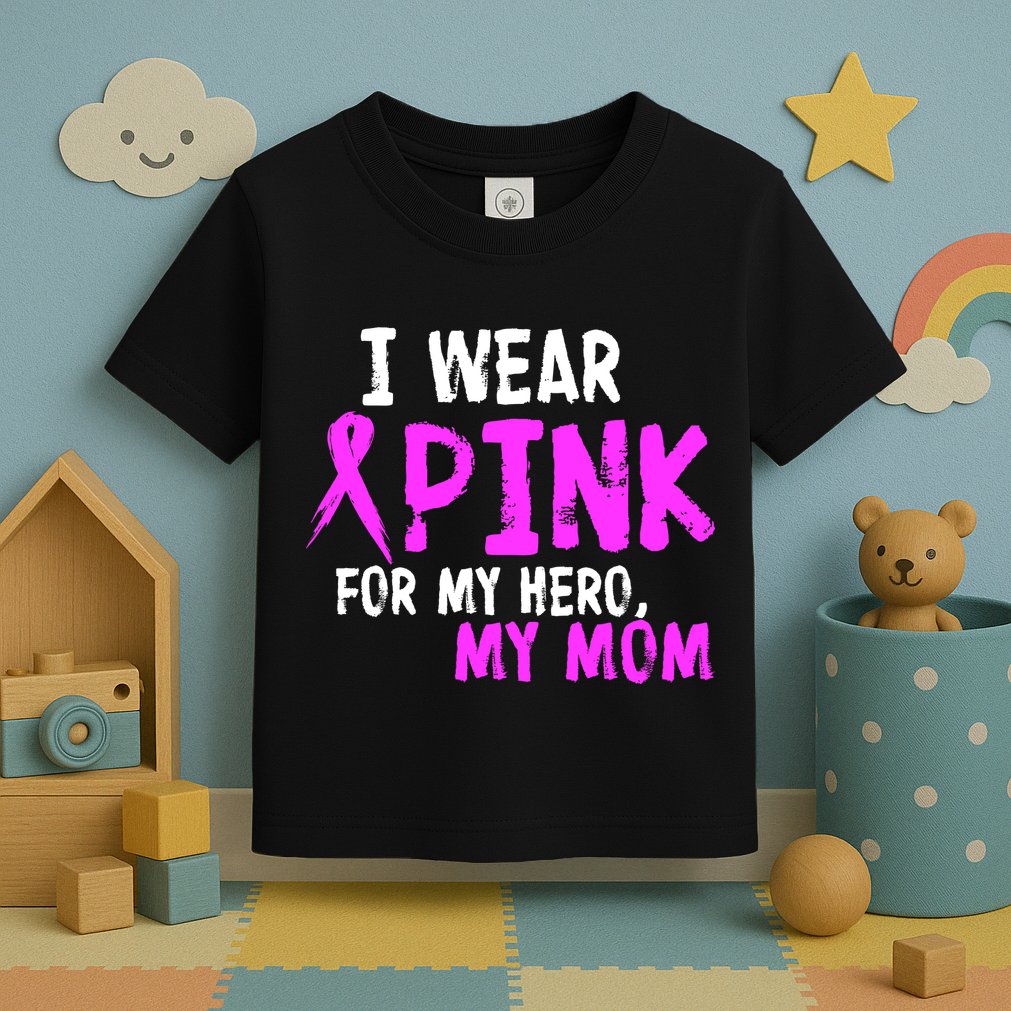 I Wear Pink For My Hero My Mom Toddler T-Shirt