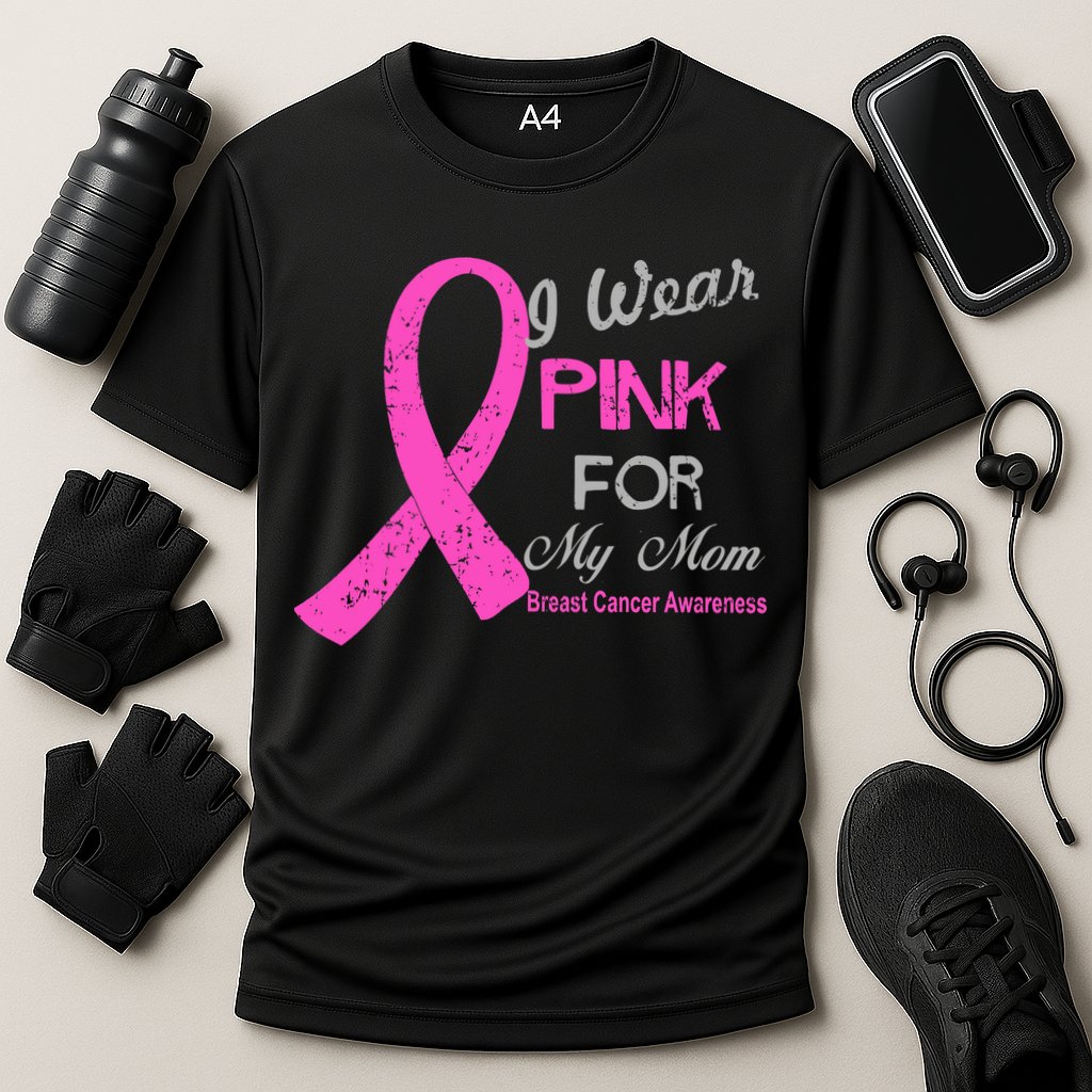 I Wear Pink For My Mom Breast Cancer Awareness Cooling Performance Crew T-Shirt