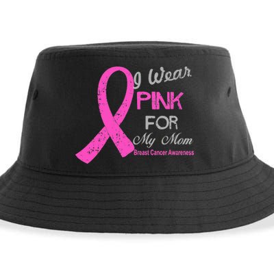 I Wear Pink For My Mom Breast Cancer Awareness Sustainable Bucket Hat