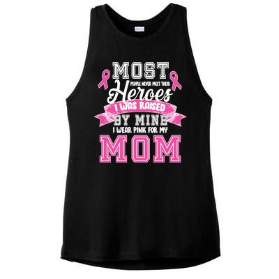 I Wear Pink For My Mom My Hero-Breast Cancer Awareness Ladies PosiCharge Tri-Blend Wicking Tank