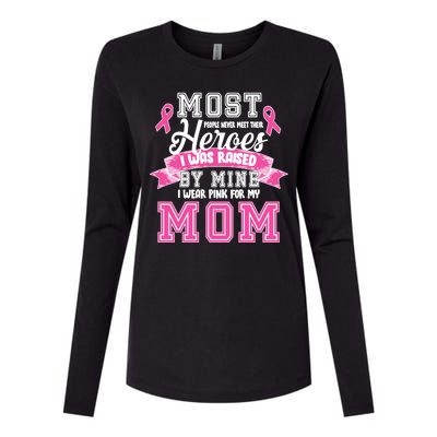 I Wear Pink For My Mom My Hero-Breast Cancer Awareness Womens Cotton Relaxed Long Sleeve T-Shirt